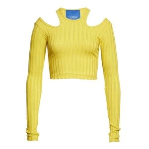SIMON MILLER Astro Ribbed Long Sleeve Crop Top in Celery Size XL NWT